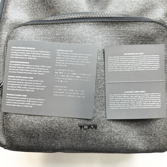 TUMI Varek Hudson Leather Backpack In Gray Black Textured Material - Picture 4 of 13